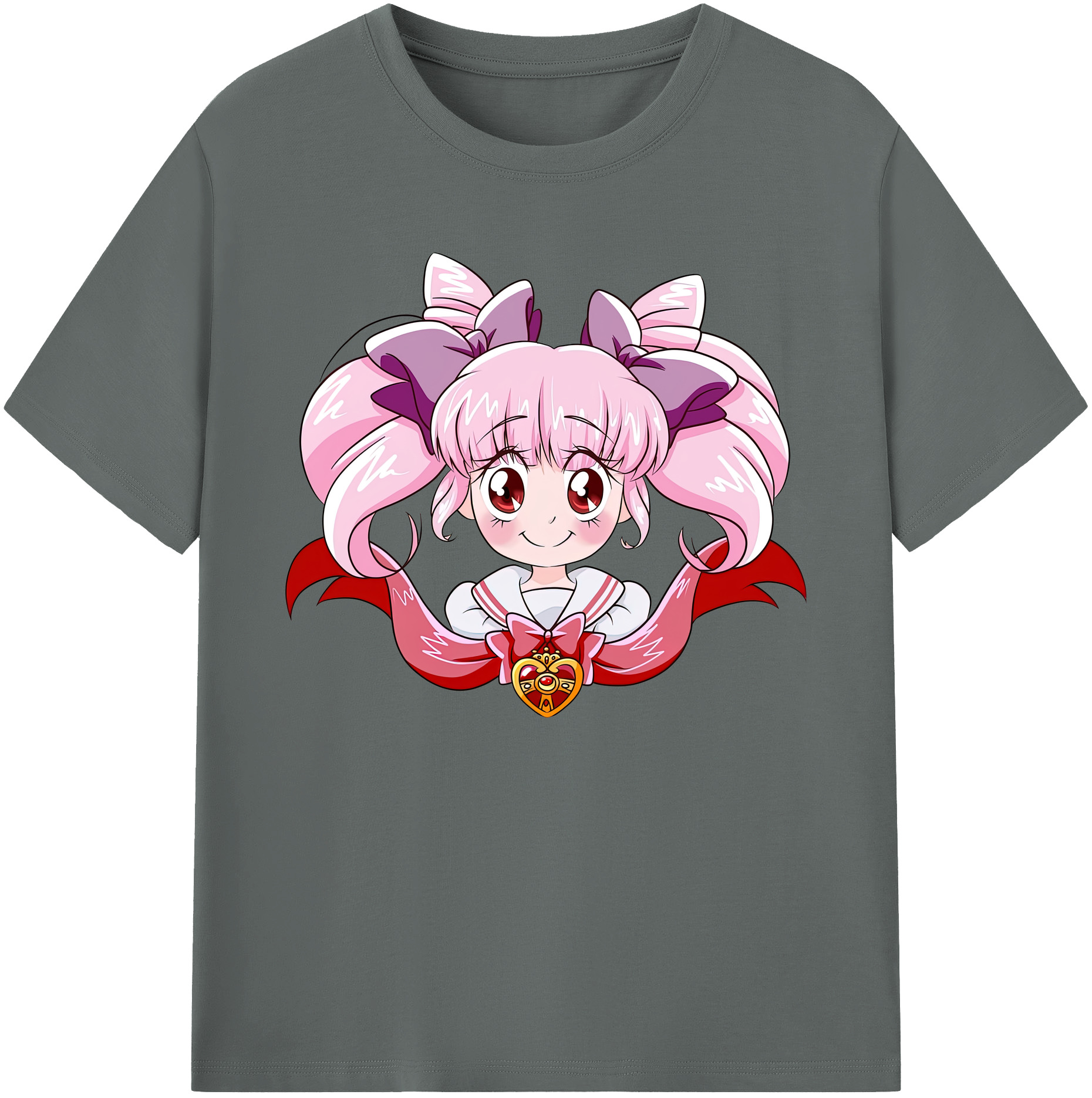 （画像用） 美少女戦士セーラームーン ちびうさ Sailor Moon Chibiusa Tsukino Usagi Small Lady Serenity 綿100％ メンズ半袖Tシャツ｜肌触りやわらか＆通気性
